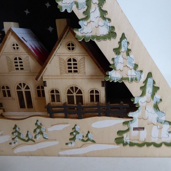 NEW 17” CHRISTMAS LED LIGHT UP LASER CUT WOOD SANTA CLAUS WINTER VILLAGE SCENE - Picture 16 of 16